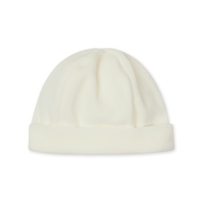 Gorro branco de tecido com bainha simples