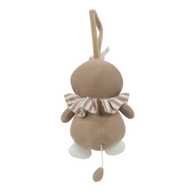 Brinquedo de peluche tecido bege com asas às riscas e patas brancas