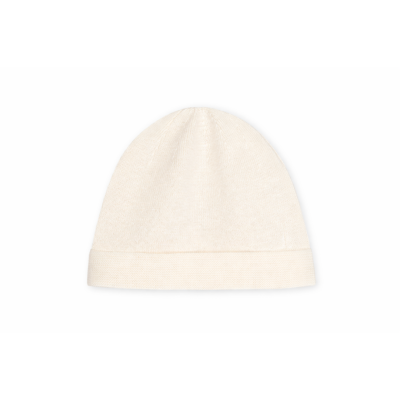 Gorro de malha bege claro com dobra na base