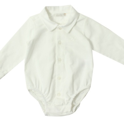 Body branco de manga comprida para bebé com gola e botões