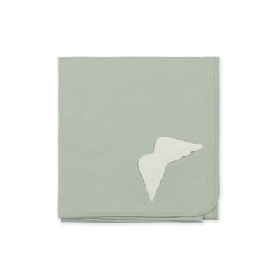 Manta verde claro com aplicação em forma de asa branca