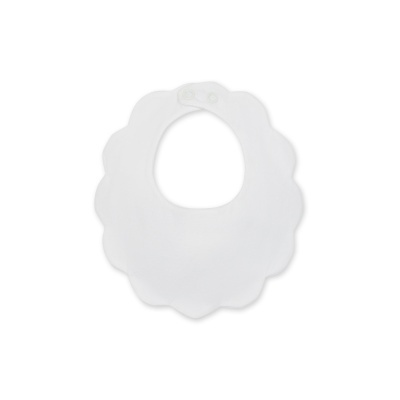 Babete branco em forma de flor com fecho de pressão dupla