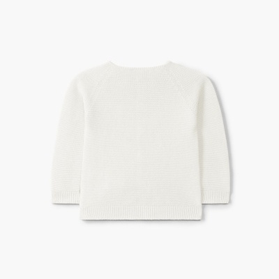Camisola branca de malha de costas com mangas compridas