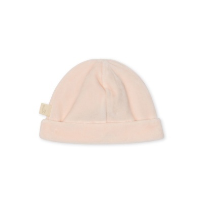 Gorro cor de rosa claro em tecido macio com bainha dobrada
