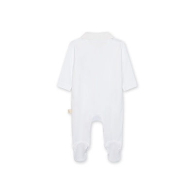 Pijama branco para bebé com mangas compridas e pezinhos fechados
