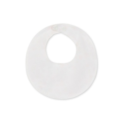 Babete redonda branca com botões de pressão