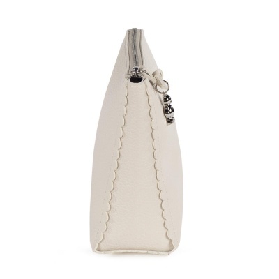 Bolsa branca de pele sintética com fecho de correr