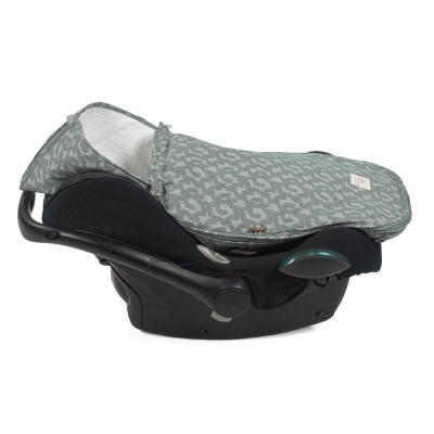 Cadeira de carro para bebé cinza com padrão e base preta