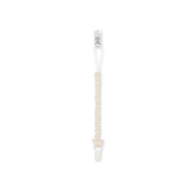 Cordão para chupeta branco com textura franzida e clip
