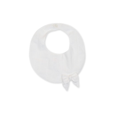 Babete redonda branca com laço decorativo