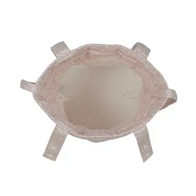 Saco tecido rosa com padrão floral e interior bege