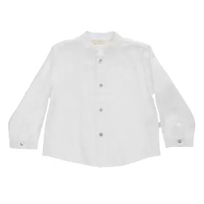 Camisa branca para criança com botões e gola mandarim