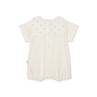 Macacão curto branco para bebé com gola com âncoras azuis