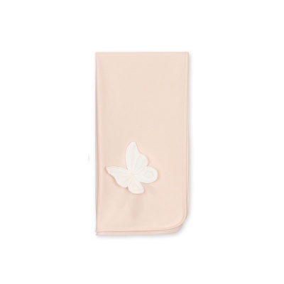 Lenço rosa claro com borboleta branca