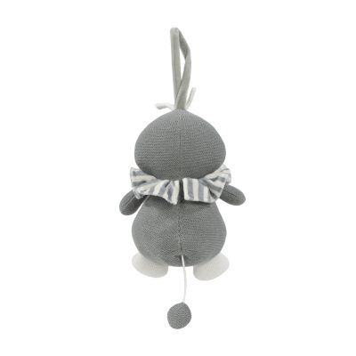 Boneco tecido cinzento com gola às riscas