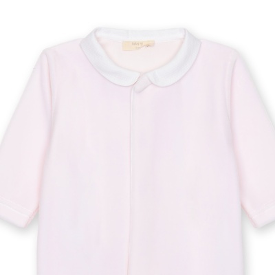 Roupão ou pijama rosa claro para bebé com gola branca