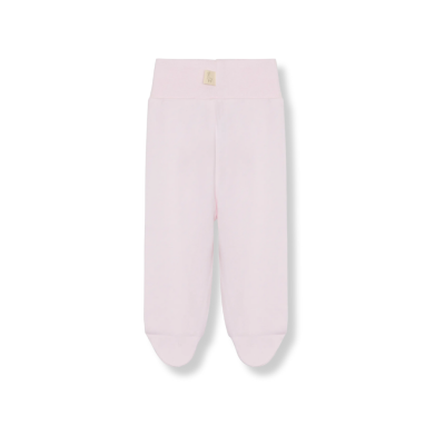 Calças com pé de bebé cor-de-rosa claro em algodão