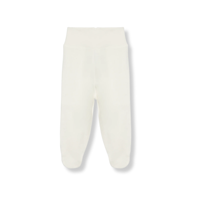 Calças de bebé brancas com pés