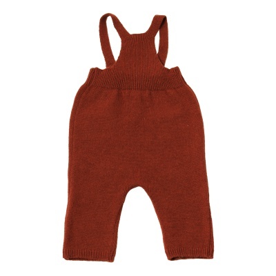 Macacão de bebê em malha vermelha com alças largas