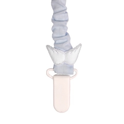 Prendedor para chucha com aplique de asas de anjo e clipe branco