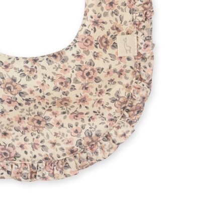 Babete bebé com padrão floral rosa cinza e bege