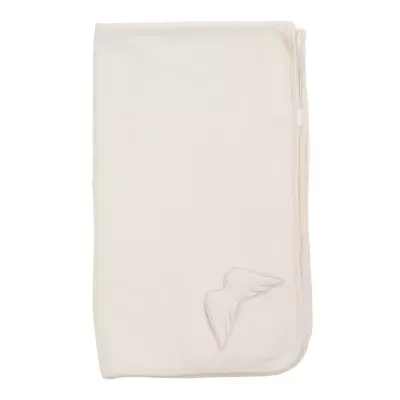 Manta branca para bebé com bordado de asas