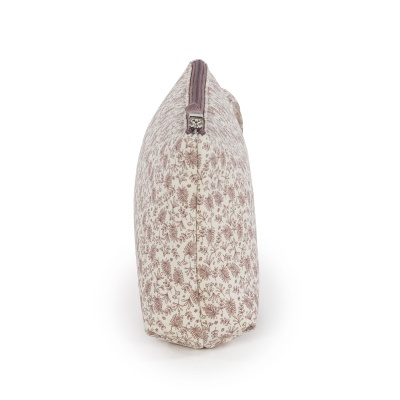 Bolsa retangular com padrão floral castanho e fecho de correr castanho