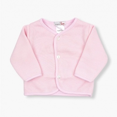 Casaco de bebé rosa claro com botões frontais