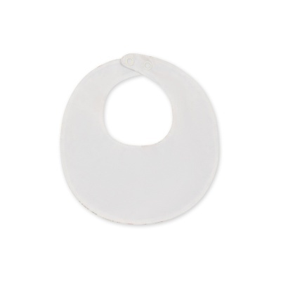 Babete branco redondo para bebé com fecho de pressão