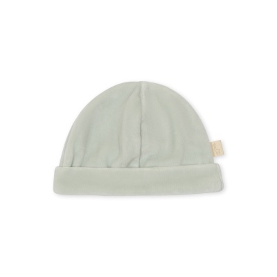 Gorro de bebé creme com etiqueta bege