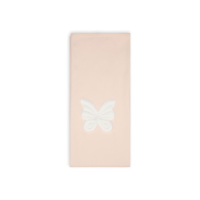 Pano bege claro com aplique branco de borboleta