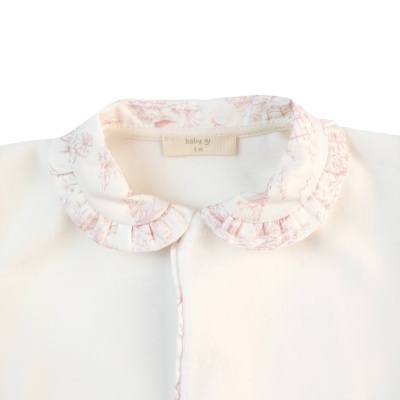 Casaco creme para bebé com gola redonda floral rosa