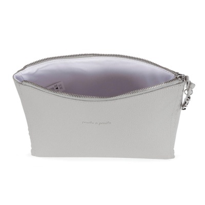 Bolsa branca pequena com fecho de correr e interior branco