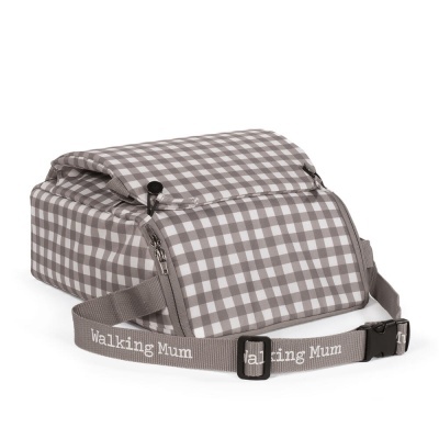 Bolsa de transporte cinzenta xadrez com correia ajustável