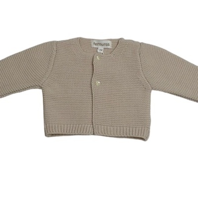 Casaco de malha bege para criança com botões frontais