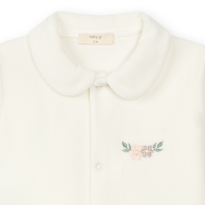 Camisola branca para bebé com bordado de flores e etiqueta baby gi 1 m