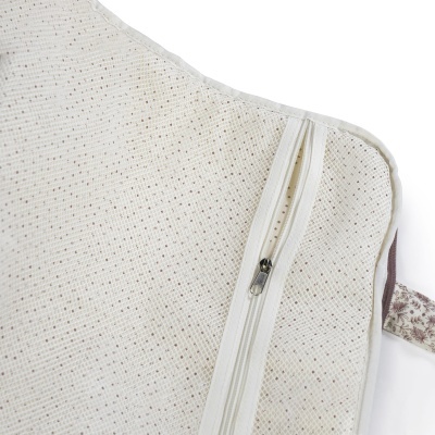 Bolsa de rede bege com fecho de correr branco