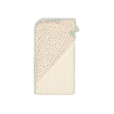 Manta de bebé com padrão floral e tecido macio crem