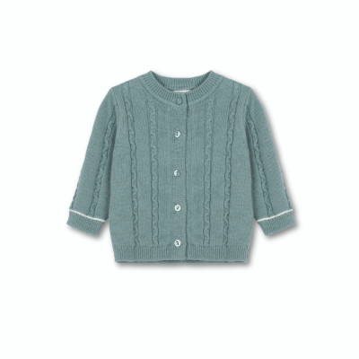 Camisola de malha verde-acinzentada para bebé com botões brancos