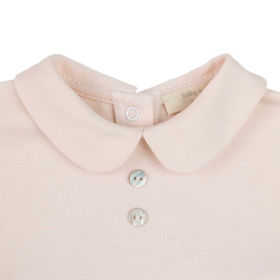 Camisola bebê rosa claro com gola redonda e botões