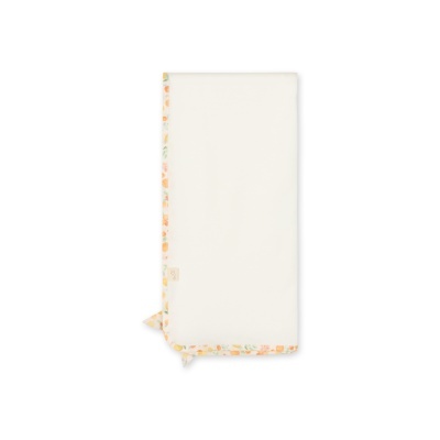 Manta branca com borda floral colorida para bebé