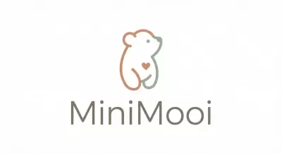 Logótipo minimalista de urso com coração e texto MiniMooi