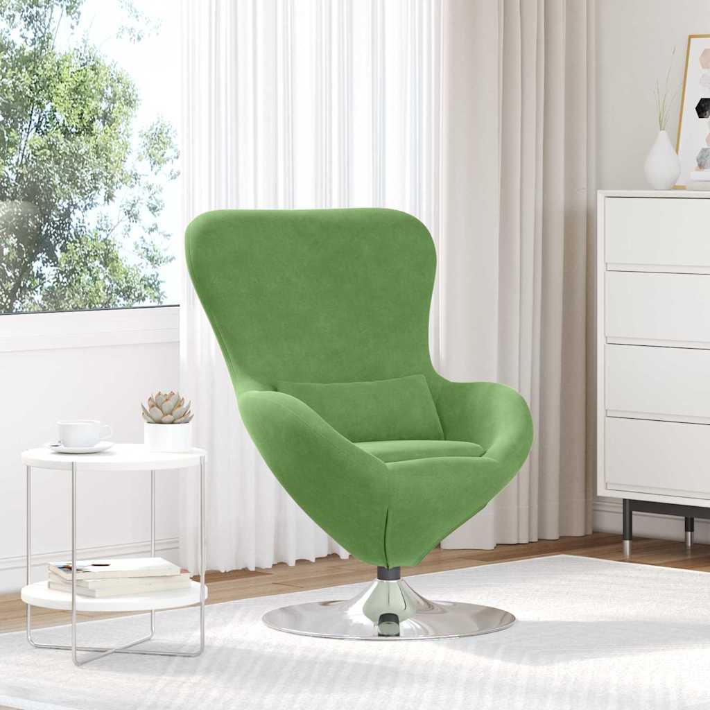 Cadeira giratória verde com base metálica numa sala clara