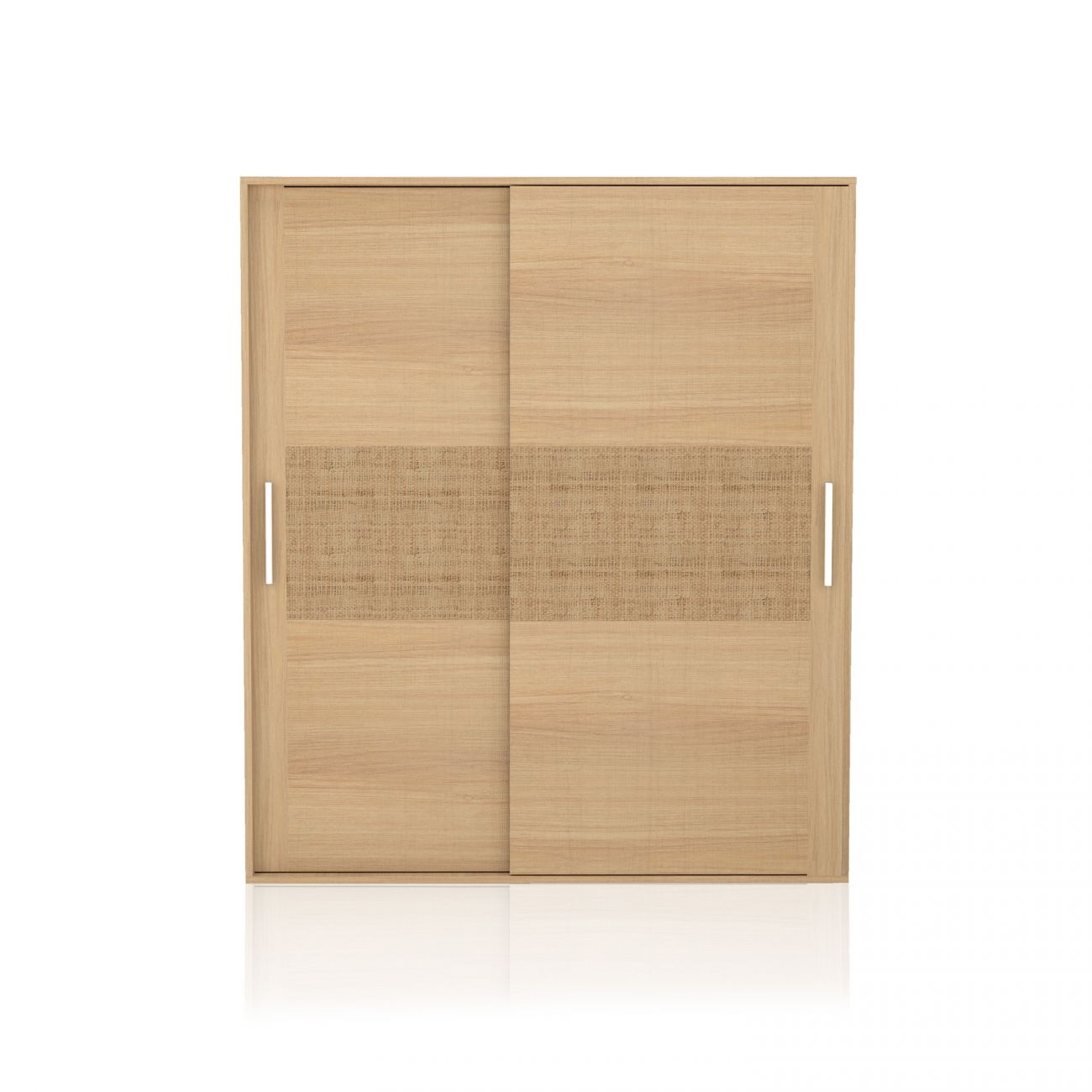 Roupeiro de madeira com portas de correr e padrão central