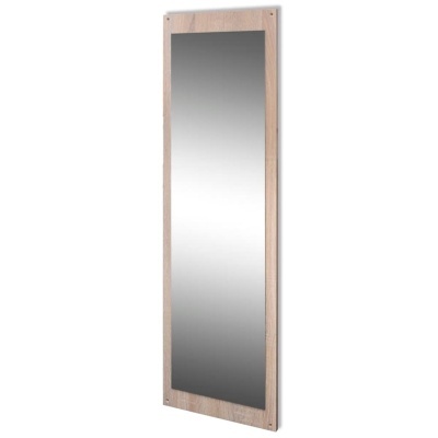 Espelho rectangular com moldura de madeira clara e textura natural