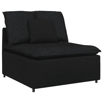 Poltrona modular tipo chaise longue preta com almofadas