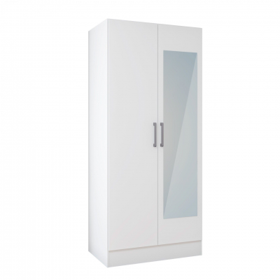 Guarda-roupa branco com espelho e duas portas