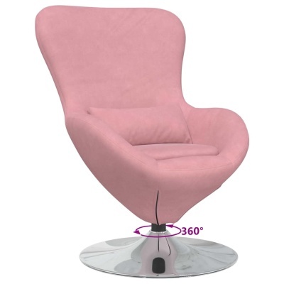 Cadeirão rosa giratório com base metálica