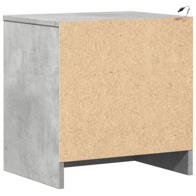 Móvel de apoio cinzento imitação cimento com porta de madeira clara