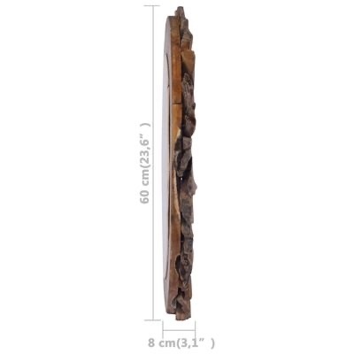 Relógio de parede redondo em madeira com 60 cm de altura e 8 cm de profundidade